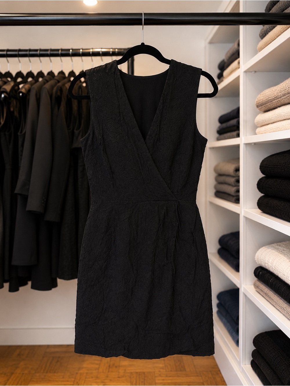Sandro Black V Neck Mini Dress Medium | French Designer Dress | Chic LBD